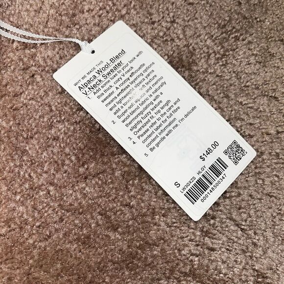 NWT Lululemon Alpaca Wool-Blend V-Neck Sweater Heathered Light Grey - Picture 5 of 10